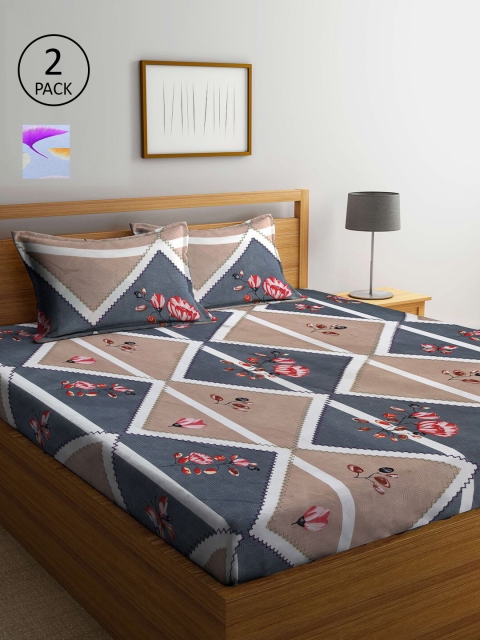

KLOTTHE Multicoloured Printed 210 TC 2 King Bedsheet with 4 Pillow Covers, Multi