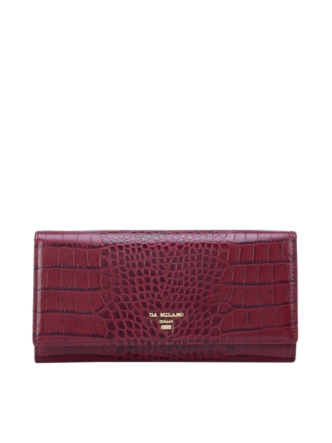 

Da Milano Women Burgundy Textured Two Fold Wallet