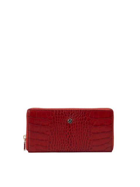 

Da Milano Women Red Textured Leather Zip Around Wallet