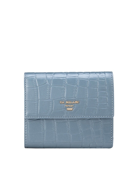 

Da Milano Women Grey & Gold-Toned Textured Leather Three Fold Wallet