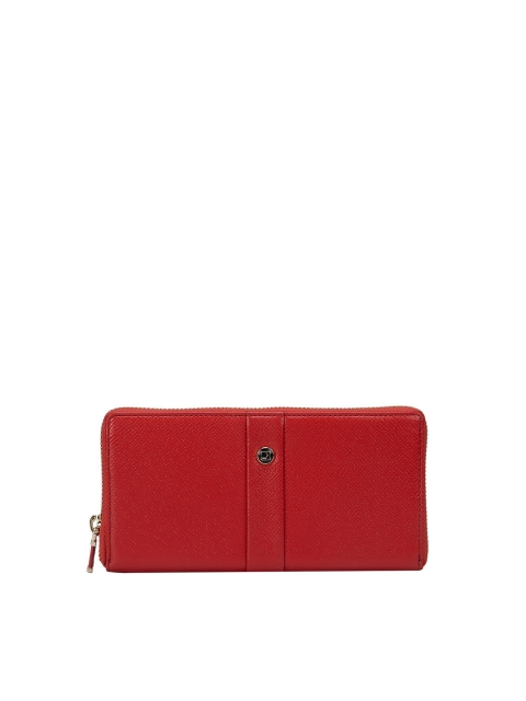 

Da Milano Women Red Textured Leather Zip Around Wallet