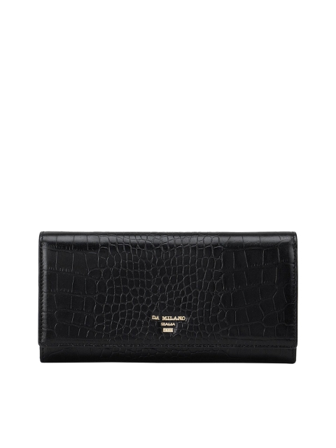 

Da Milano Women Black Textured Leather Two Fold Wallet