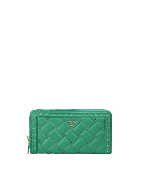 

Da Milano Women Green Quilted Leather Zip Around Wallet
