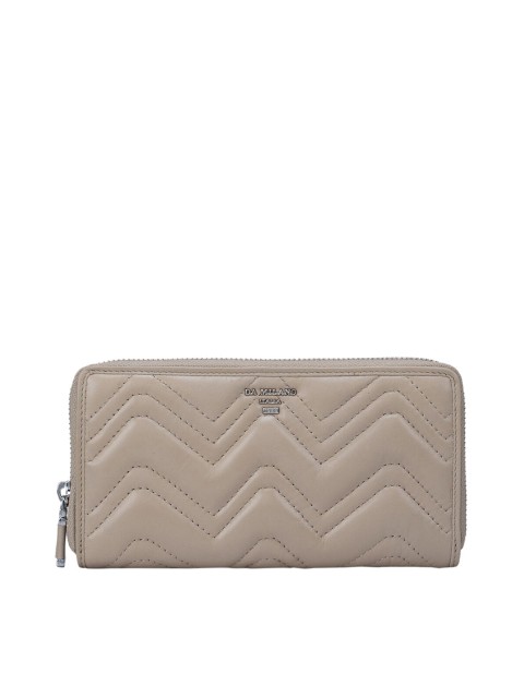 

Da Milano Women Grey Textured Zip Around Wallet