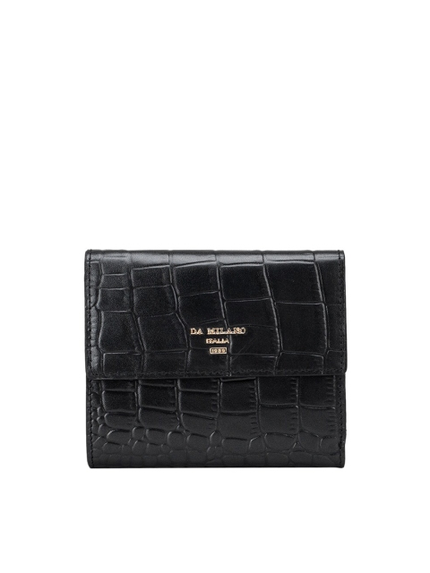 

Da Milano Women Black Textured Leather Three Fold Wallet