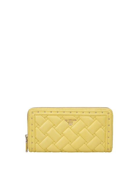 

Da Milano Women Yellow Textured Leather Zip Around Wallet