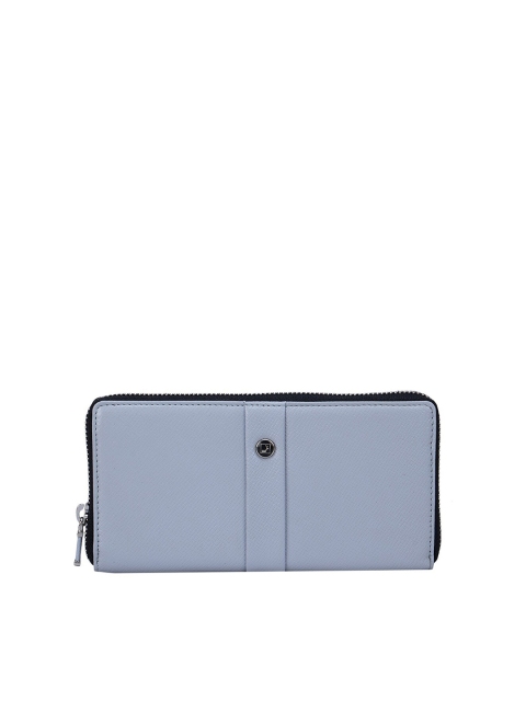 

Da Milano Women Blue Textured Leather Zip Around Wallet