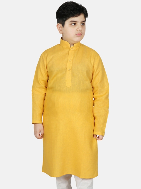 

SG YUVRAJ Boys Yellow Thread Work Kurta