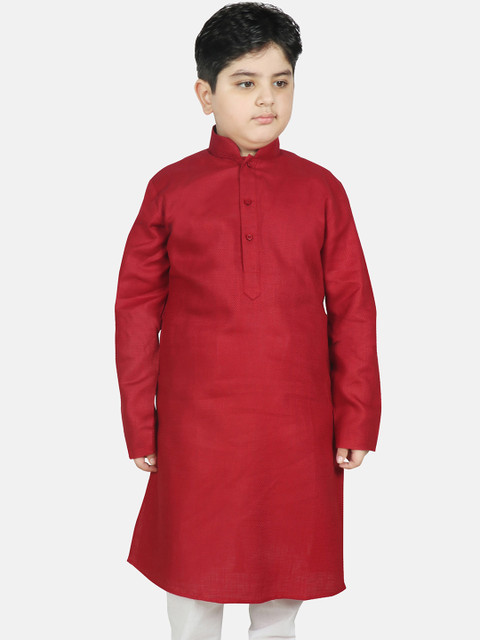 

SG YUVRAJ Boys Maroon Thread Work Kurta