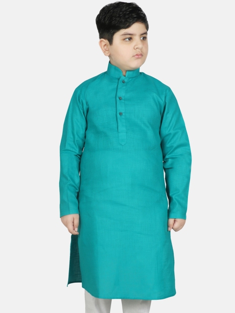 

SG YUVRAJ Boys Teal Thread Work Kurta