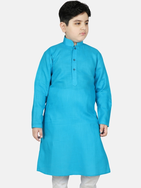

SG YUVRAJ Boys Turquoise Blue Thread Work Kurta