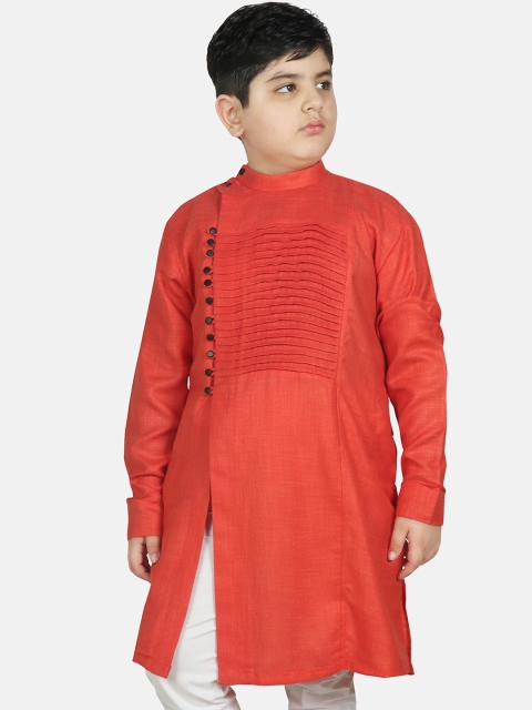 

SG YUVRAJ Boys Orange Angrakha Kurta