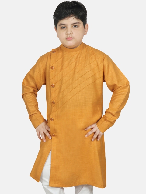 

SG YUVRAJ Boys Mustard Yellow Angrakha Kurta