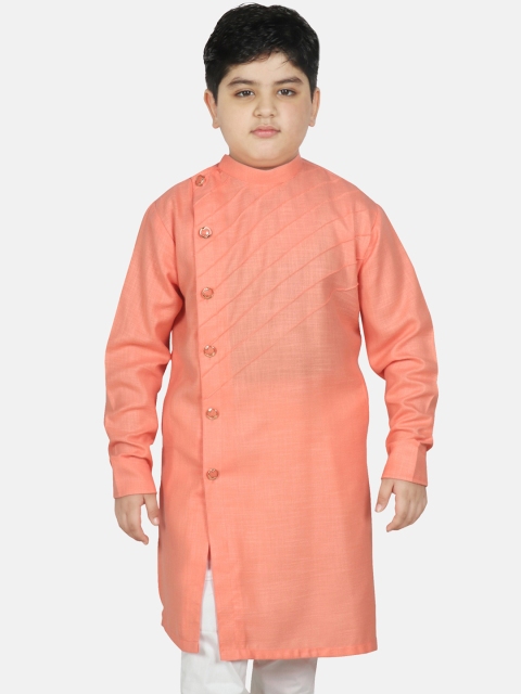 

SG YUVRAJ Boys Peach-Coloured Thread Work Kurta