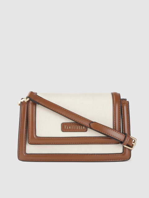 

Van Heusen Beige Solid Structured Sling Bag