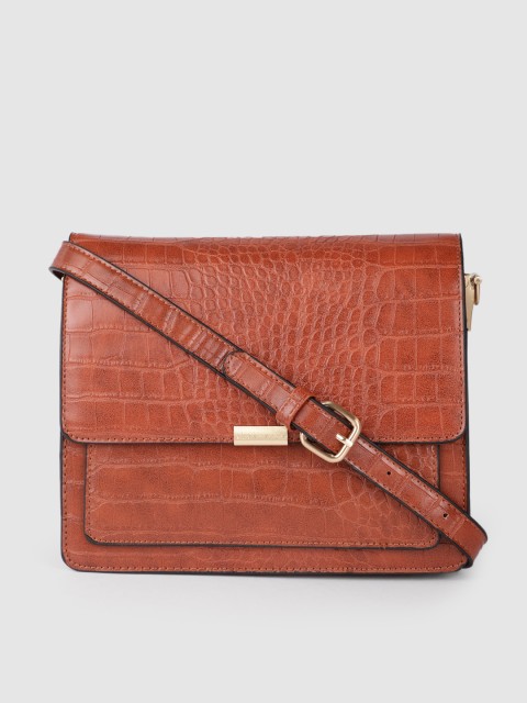 

Van Heusen Women Tan Brown Animal Textured PU Structured Sling Bag