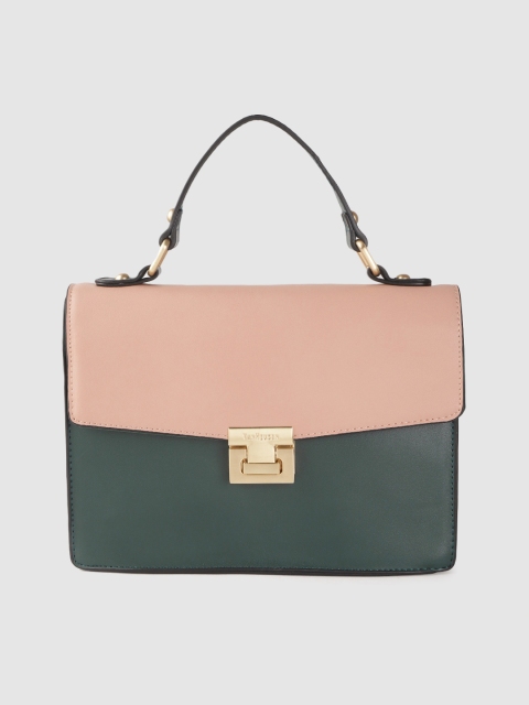 

Van Heusen Green & Pink Colourblocked Structured Satchel