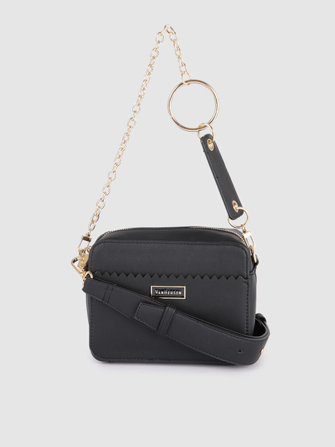 

Van Heusen Black PU Structured Sling Bag