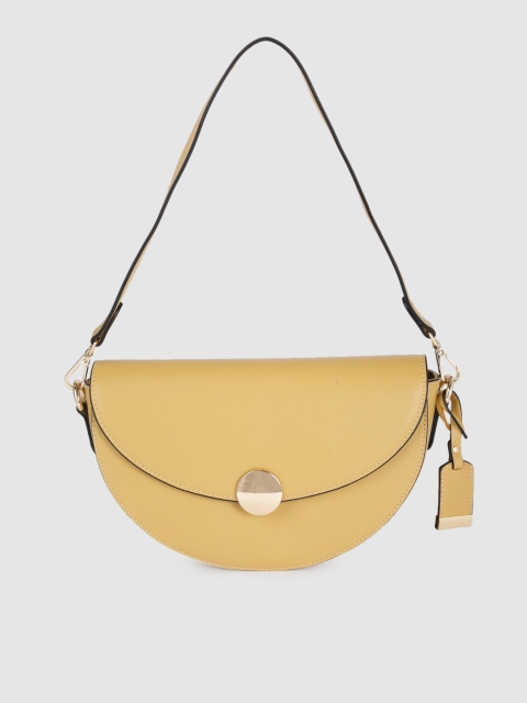 

Van Heusen Mustard Yellow Solid Half Moon Satchel