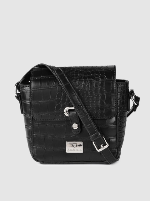 

Van Heusen Black Animal Textured Structured Sling Bag