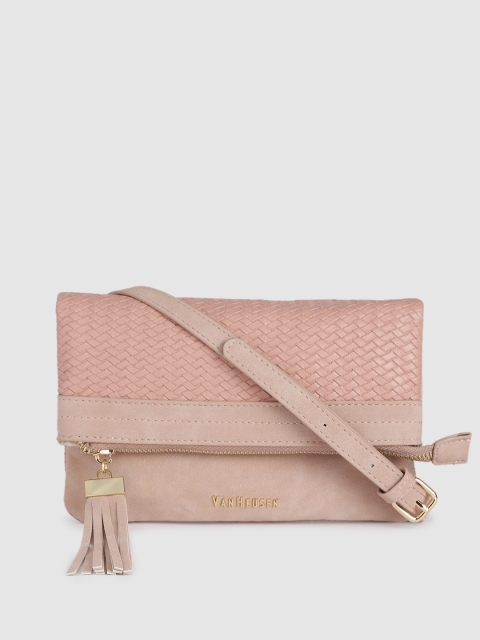 

Van Heusen Pink Textured Sling Bag with Tassels