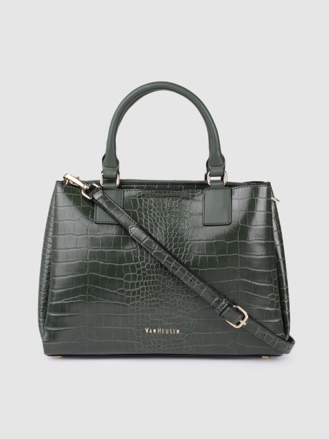 

Van Heusen Olive Green Textured Handheld Bag