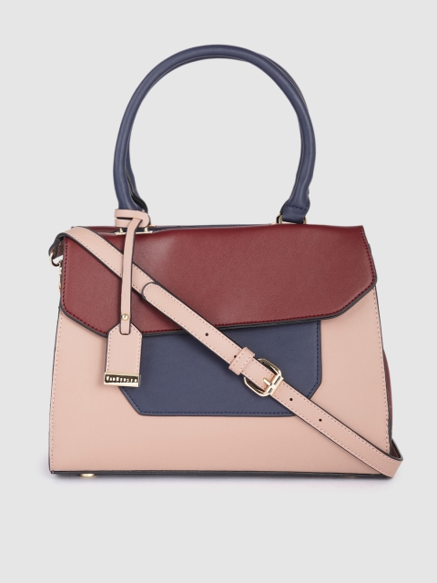 

Van Heusen Pink & Maroon Colourblocked PU Structured Handheld Bag