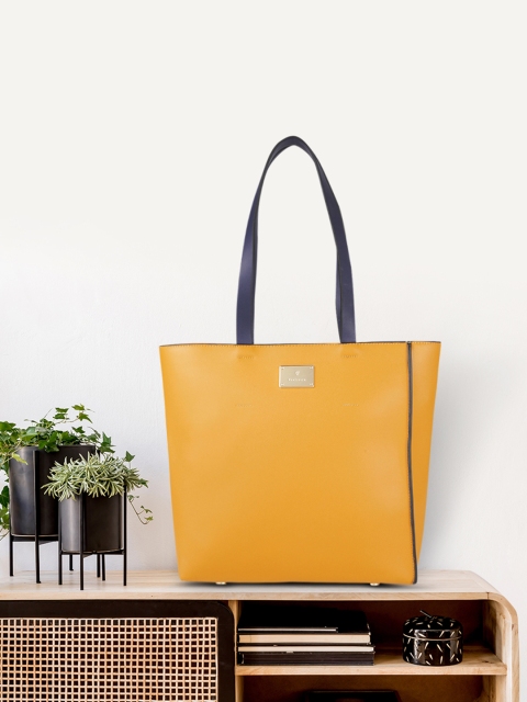 

Van Heusen Mustard PU Structured Tote Bag