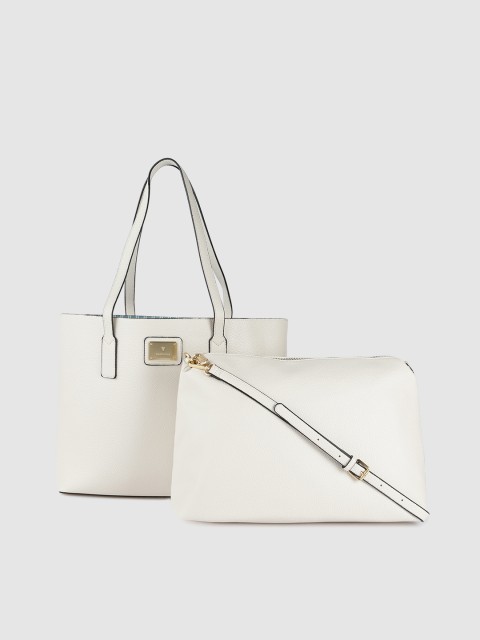 

Van Heusen Off White & Blue Reversible Shopper Tote Bag with Pouch