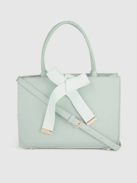 

Van Heusen Sea Green Solid PU Regular Structured Handheld Bag with Bow Detail