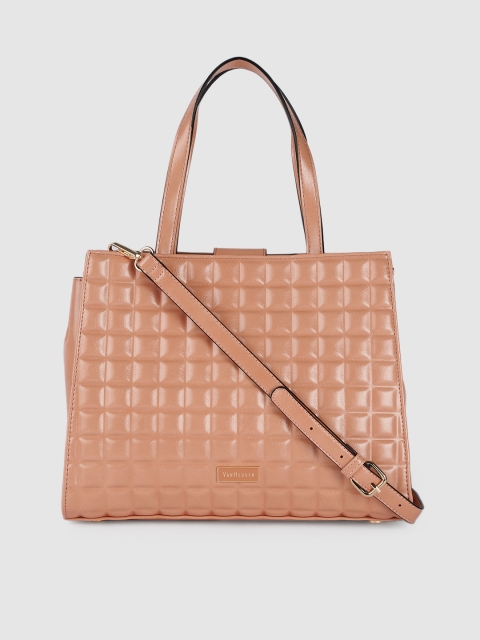 

Van Heusen Camel Brown Textured Structured Handheld Bag
