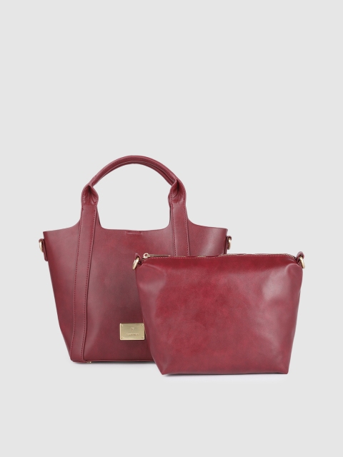 

Van Heusen Maroon Solid PU Regular Structured Handheld Bag