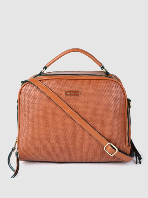 

Van Heusen Tan Geometric Textured PU Regular Structured Handheld Bag with Tasselled Detail