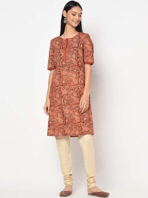 

Fabindia Women Brown Paisley Printed Kurta