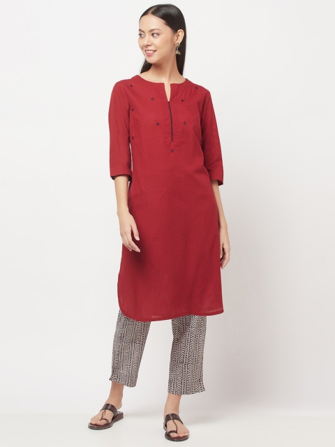 

Fabindia Women Maroon Thread Work Kurta