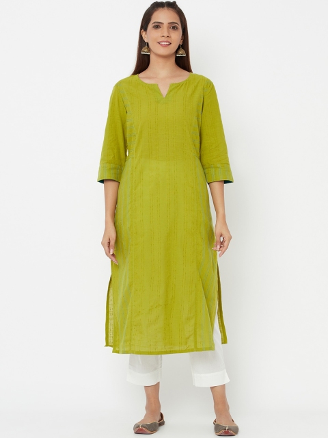 

Fabindia Women Green Self Design Kurta