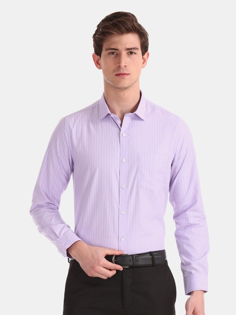 

Excalibur Men Purple Opaque Striped Formal Shirt