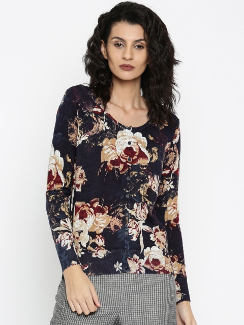 

U.S. Polo Assn. Women Navy Floral Print Cardigan, Navy blue