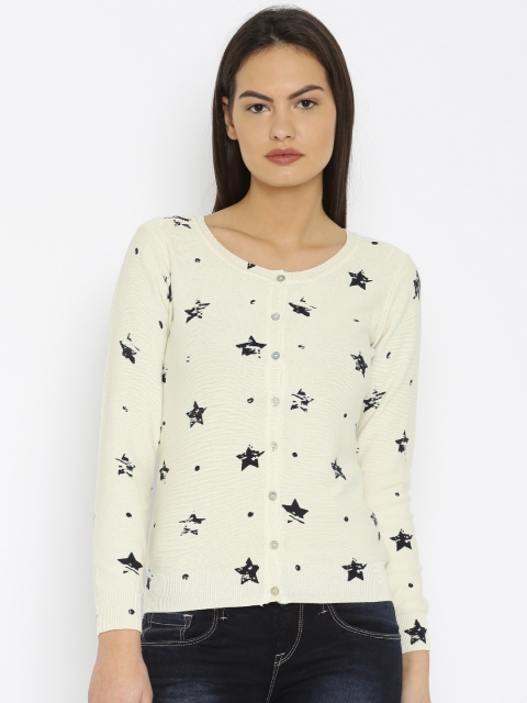 

U.S. Polo Assn. Women Off-White & Navy Printed Cardigan