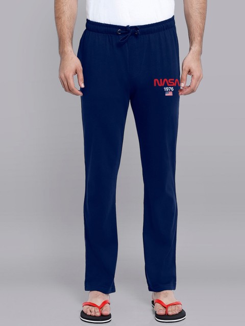 

Free Authority Men Navy Blue Nasa Printed Pure Cotton Lounge Pants