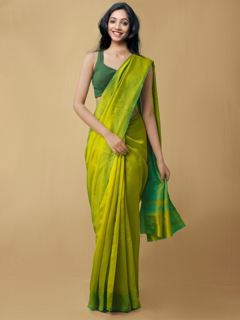 

Unnati Silks Green Woven Design Mysore Silk Cotton Saree