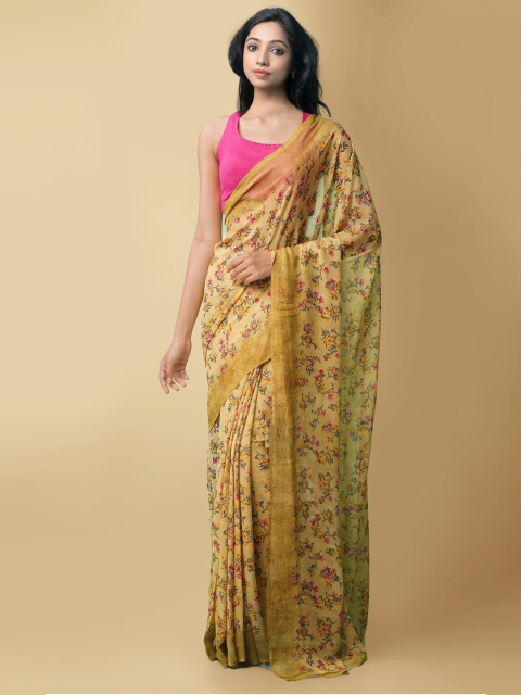 

Unnati Silks Brown & Red Floral Georgette Saree