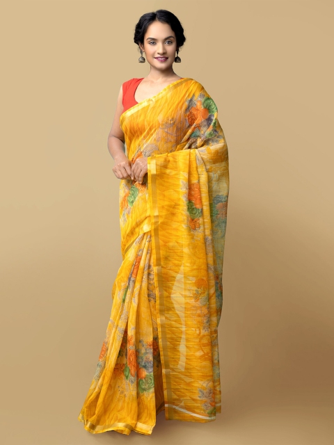 

Unnati Silks Women Yellow Printed Art Silk Saree