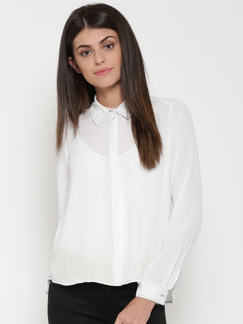 

Vero Moda Women White Regular Fit Solid Casual Shirt