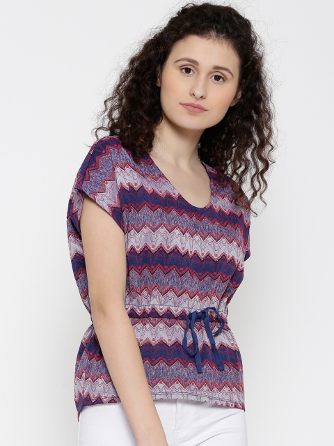 

Vero Moda Women Blue & Red Self-Design Top