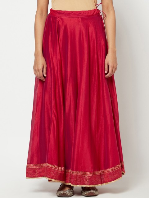 

Fabindia Women Pink Solid Flared Maxi Skirt