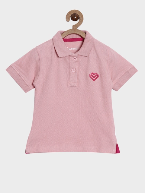 

Nuberry Girls Pink Polo Collar Applique T-shirt