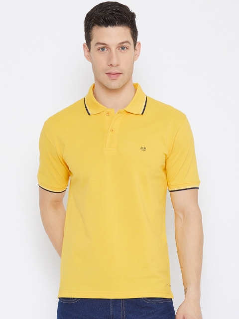 

Okane Men Yellow Polo Collar T-shirt