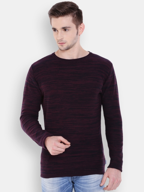 

Jack & Jones Men Burgundy Patterned Sweater