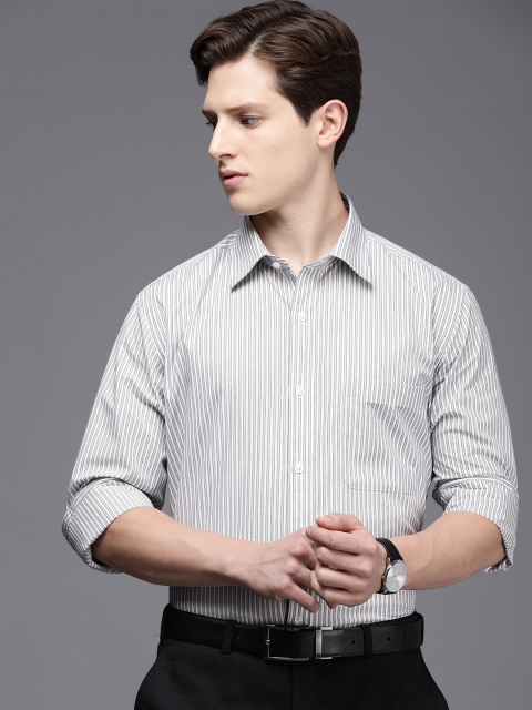 

Raymond Men Grey & White Slim Fit Striped Formal Shirt
